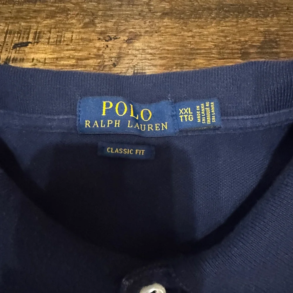 Polo Ralph Lauren Mens XXL Navy Blue Big Pony Royal Crest Classic Fit Polo Shirt